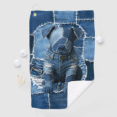 Hunde-Patchwork-Kunst-Denim Golfhandtuch (Insitu)