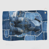 Hunde-Patchwork-Kunst-Denim Golfhandtuch (Horizontal)