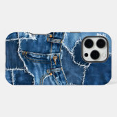 Hunde-Patchwork-Kunst-Denim iPhone Hülle (Rückseite (Horizontal))