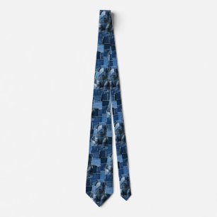 Hunde-Patchwork-Kunst-Denim Krawatte