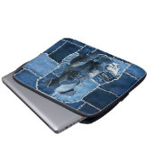 Hunde-Patchwork-Kunst-Denim Laptopschutzhülle (Vorne Knopf)