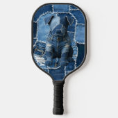 Hunde-Patchwork-Kunst-Denim Pickleball Schläger (Rückseite)