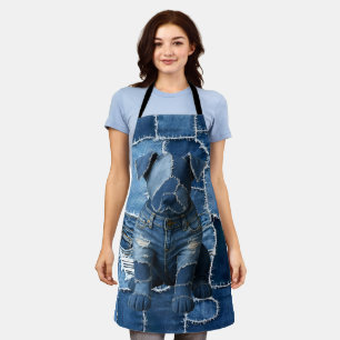 Hunde-Patchwork-Kunst-Denim Schürze