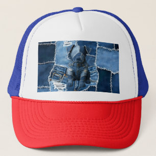 Hunde-Patchwork-Kunst-Denim Truckerkappe