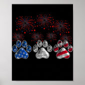 Hunde Paw American Flag Feuerwerk Hund liebt 4. Poster (Vorne)