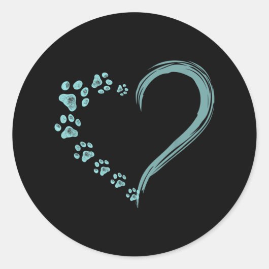 Hunde Paw Print Heart Hund Mama Runder Aufkleber (Vorderseite)