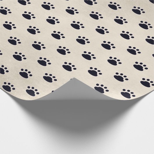 Hunde-Paw-Prints auf beigem Hintergrund Geschenkpapier (Ecke)