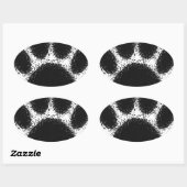 Hunde Paw Zeichnend Ovaler Aufkleber (Blatt)