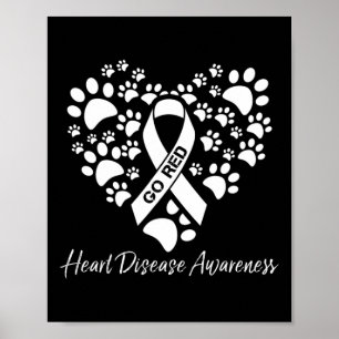 Hunde Paws Go Red Ribbon Herzerkrankung Bewusstsei Poster