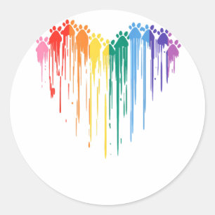 Hunde Paws Rainbow Heart Hund Lover Gay Pride LGBT Runder Aufkleber