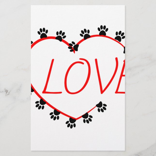 Hunde Paws Rotes Herz Liebe (Vorderseite)