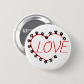 Hunde Paws Rotes Herz Liebe Button (Vorne & Hinten)