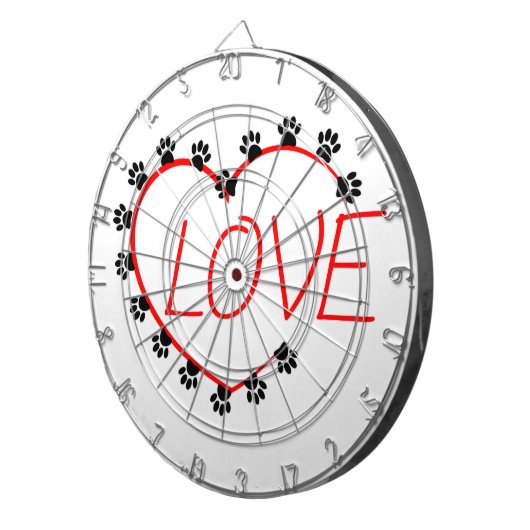 Hunde Paws Rotes Herz Liebe Dartscheibe (Vorderseite rechts)