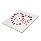 Hunde Paws Rotes Herz Liebe Fliese (Seite)