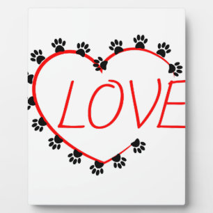 Hunde Paws Rotes Herz Liebe Fotoplatte
