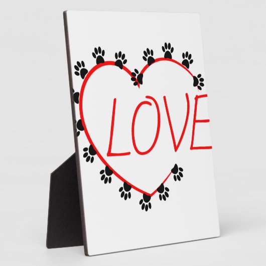 Hunde Paws Rotes Herz Liebe Fotoplatte (Seite)