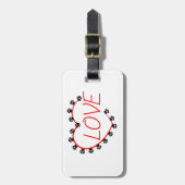 Hunde Paws Rotes Herz Liebe Gepäckanhänger (Vorderseite vertikal)