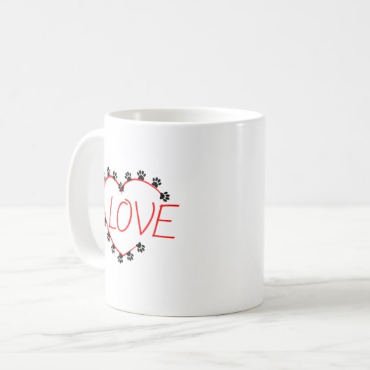 Hunde Paws Rotes Herz Liebe Kaffeetasse (Vorderseite Links)