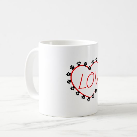 Hunde Paws Rotes Herz Liebe Kaffeetasse (Vorderseite Links)