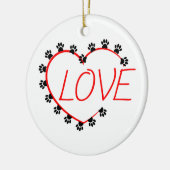 Hunde Paws Rotes Herz Liebe Keramik Ornament (Links)