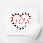 Hunde Paws Rotes Herz Liebe Mousepad (Mit Mouse)