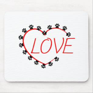 Hunde Paws Rotes Herz Liebe Mousepad