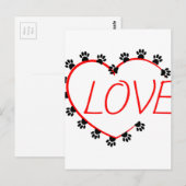Hunde Paws Rotes Herz Liebe Postkarte (Vorne/Hinten)