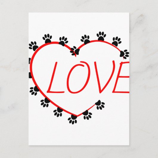 Hunde Paws Rotes Herz Liebe Postkarte (Vorderseite)
