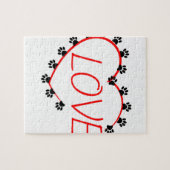 Hunde Paws Rotes Herz Liebe Puzzle (Horizontal)