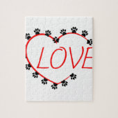 Hunde Paws Rotes Herz Liebe Puzzle (Vertikal)