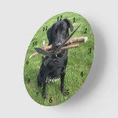 Hunde Personalisierter Name und Foto Runde Wanduhr (Winkel)