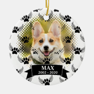 Hunde-Pet-Gedenkstätte Benutzerdefiniert Schwarz-W Keramik Ornament