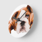 HUNDE, PETS BULLDOG NIEDLICH ADORABLE DIGITALE REA RUNDE WANDUHR (Winkel)