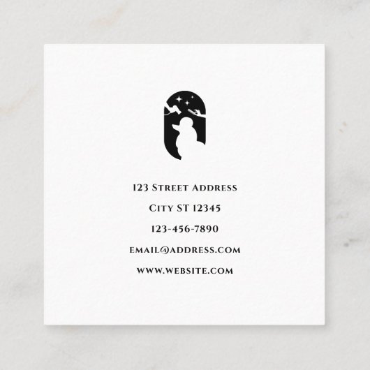 Hunde-Pflegelogo Schwarz-weiß Quadratische Visitenkarte (Rückseite)