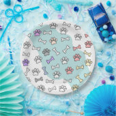 Hunde-Pfoten-Muster und Knochen-Muster Pappteller (Party)