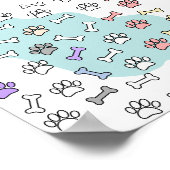 Hunde-Pfoten-Muster und Knochen-Muster Poster (Ecke)