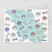 Hunde-Pfoten-Muster und Knochen-Muster Postkarte (Rückseite)