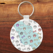 Hunde-Pfoten-Muster und Knochen-Muster Schlüsselanhänger (Rückseite)