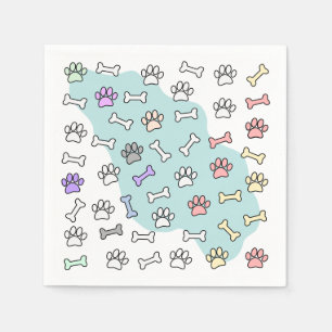 Hunde-Pfoten-Muster und Knochen-Muster Serviette