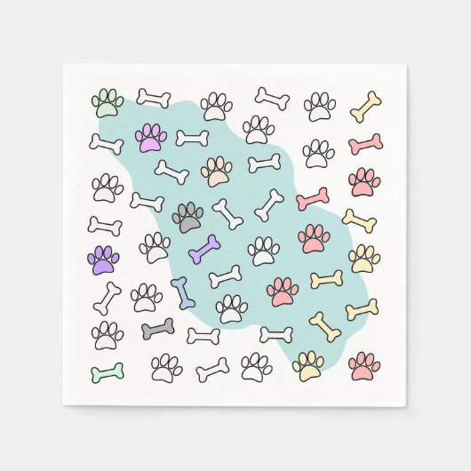 Hunde-Pfoten-Muster und Knochen-Muster Serviette (Vorderseite)