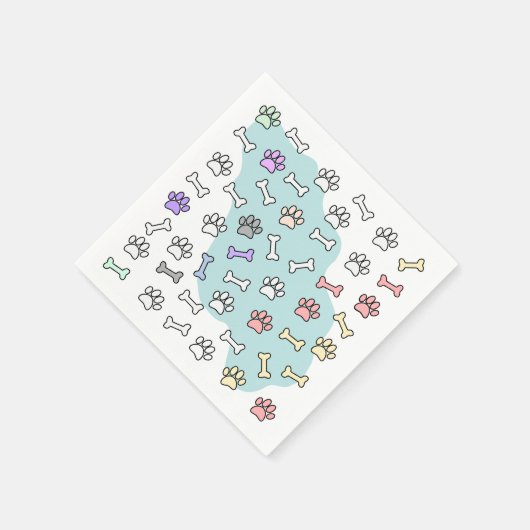 Hunde-Pfoten-Muster und Knochen-Muster Serviette (Ecke)