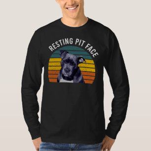 Hunde Pitbull Ruhige Grube Gesicht Große Vintage T-Shirt