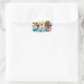 Hunde planschen runder aufkleber (Tasche)