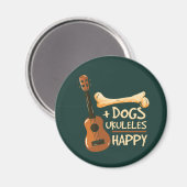 Hunde Plus Ukuleles Equals Happy Novelty Gag Magnet (Vorderseite/Rückseite)
