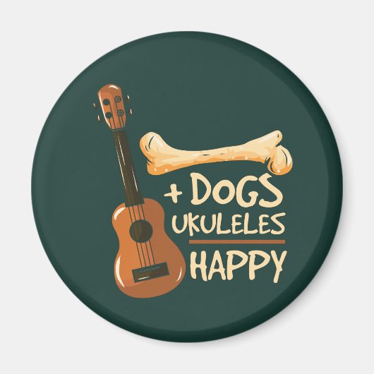 Hunde Plus Ukuleles Equals Happy Novelty Gag Magnet (Vorne)