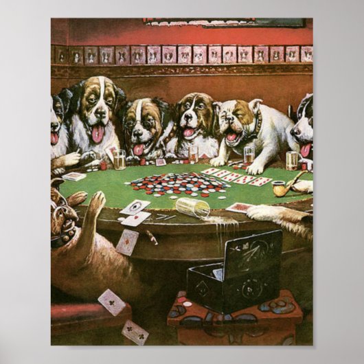 Hunde Poker Beileid spielen - Cassius Coolidge Poster (Vorne)