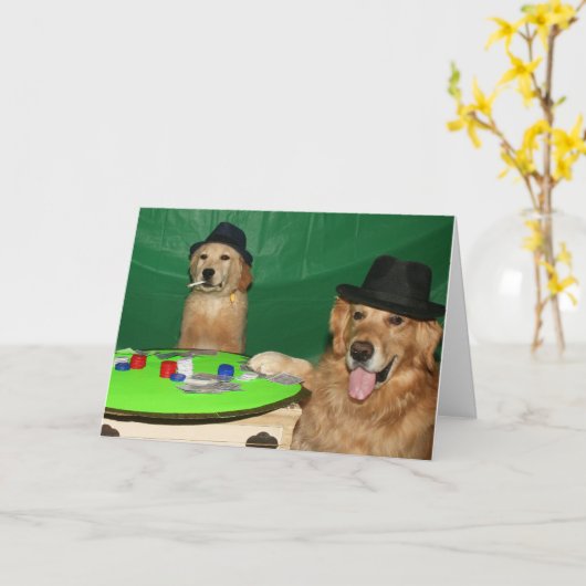 Hunde Poker Geburtstag spielen Karte (Gelbe Blume)