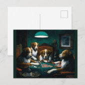 Hunde-Poker Postkarte (Vorne/Hinten)