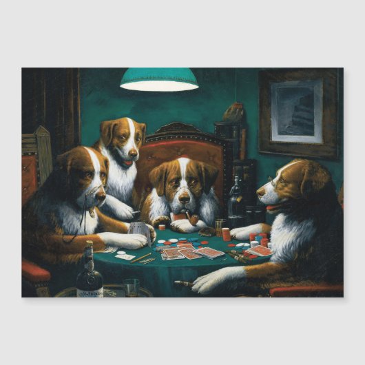 Hunde-Poker-Spiel Magnetkarte (Vorderseite)