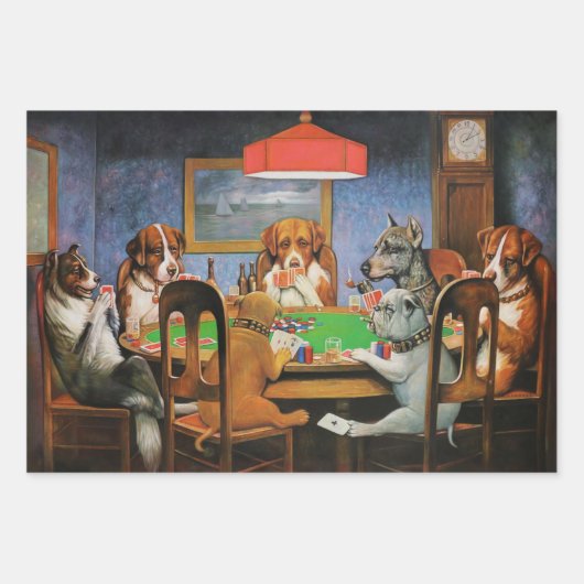 Hunde Poker von C.M. Coolidge Geschenkpapier Set (Vorderseite)